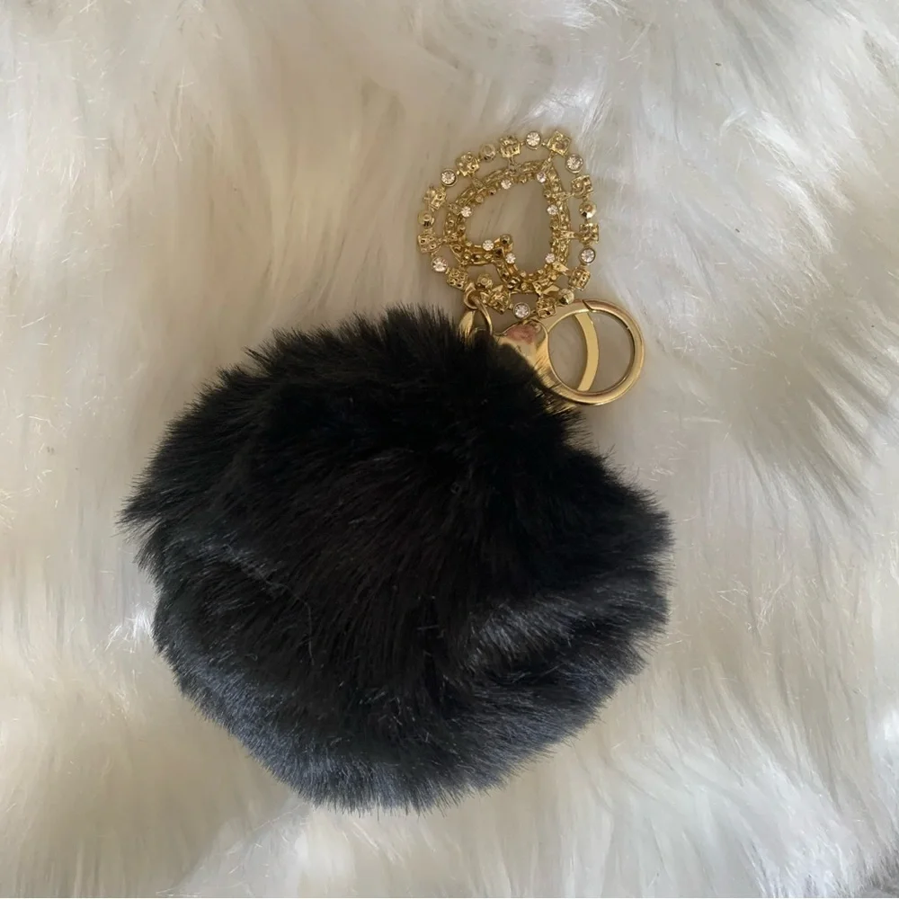 NWOT Black Poof Key Chain